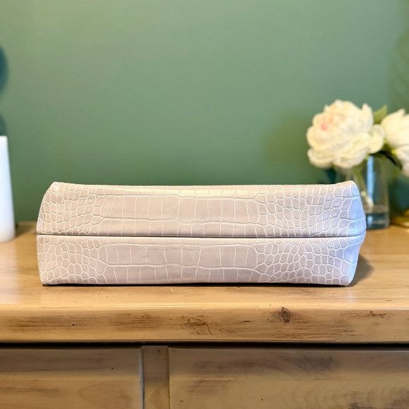 NWT A New Day Croc-Embossed Backpack Gray Faux Leather Minimalist Chic - Picture 6 of 12